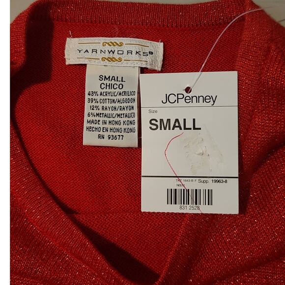 NWT Yarnworks metallic red short sleeve sweater - small - Picture 3 of 3
